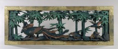 Transom from a Temple Depicting a Phoenix and Chicks in a Bamboo Grove