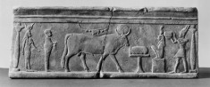 Rectangular Tablet with Temple Scene
