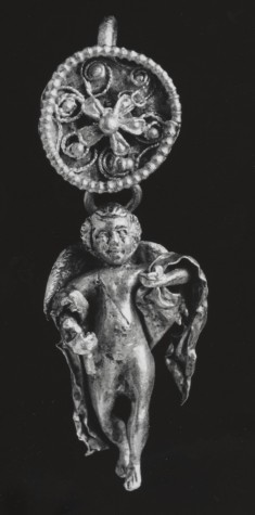 Disk-and-Pendant Earring with Eros