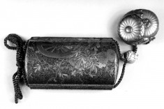 Inro with Cart of Flowers from the Four Seasons, with Netsuke