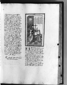 Leaf from Chroniques des Rois de France: Louis the Pious Converting the King and Queen of Denmark