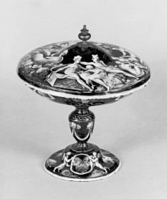 Footed Dish with Battle and Lid with Gods