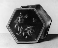 Hexagonal Box with Tiger Lily and a Bee