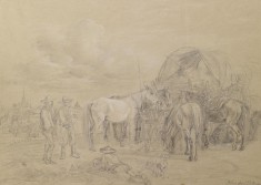 Peasant and Horses with Wagon