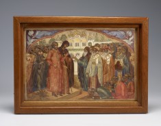 Painted Plaque with a Scene of the Church Elders Informing Michael of His Election as Tsar