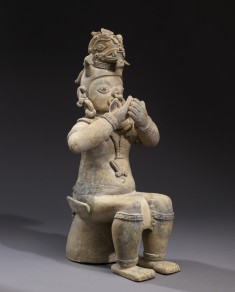 Figure Seated on a Bench with Hands Held to Mouth