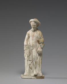 Draped Boy Leaning on Pillar