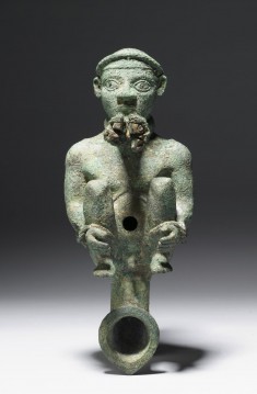 Oil Lamp with Bound Prisoner