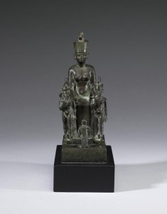 Figure Ensemble of the Goddess Neith with Horus the Child (twice) and a Worshiper