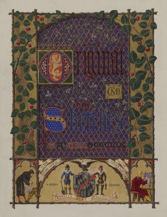 Illuminated Frontispiece with the Maryland Coat-of-arms for William T. Walters' Drawings Album "Original Sketches"