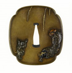 Tsuba with Lion Dancers
