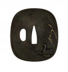 Tsuba with Geese and Autumn Reeds