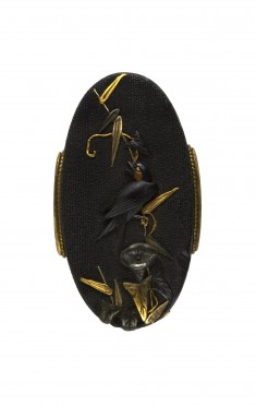 Kashira with Swallow and Morning Glory