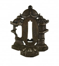 Tsuba with Stone Lanterns