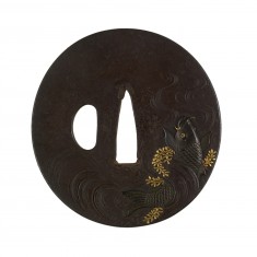 Tsuba with Carp and Water Milfoil