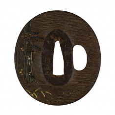 Tsuba with the Boat Bridge ("Funabashi") at Sano