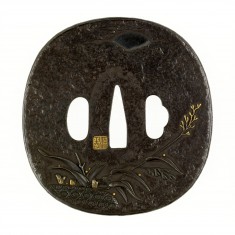 Tsuba with a "Ja-kago" (Gabion) and Reeds
