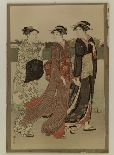 Reproduction: Actor and Two Women Walking by a River