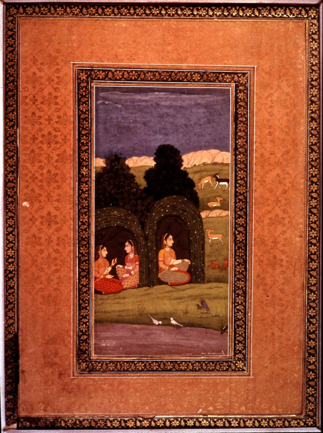 Image for Single Leaf of Nayika and Attendants in Leafy Bowers
