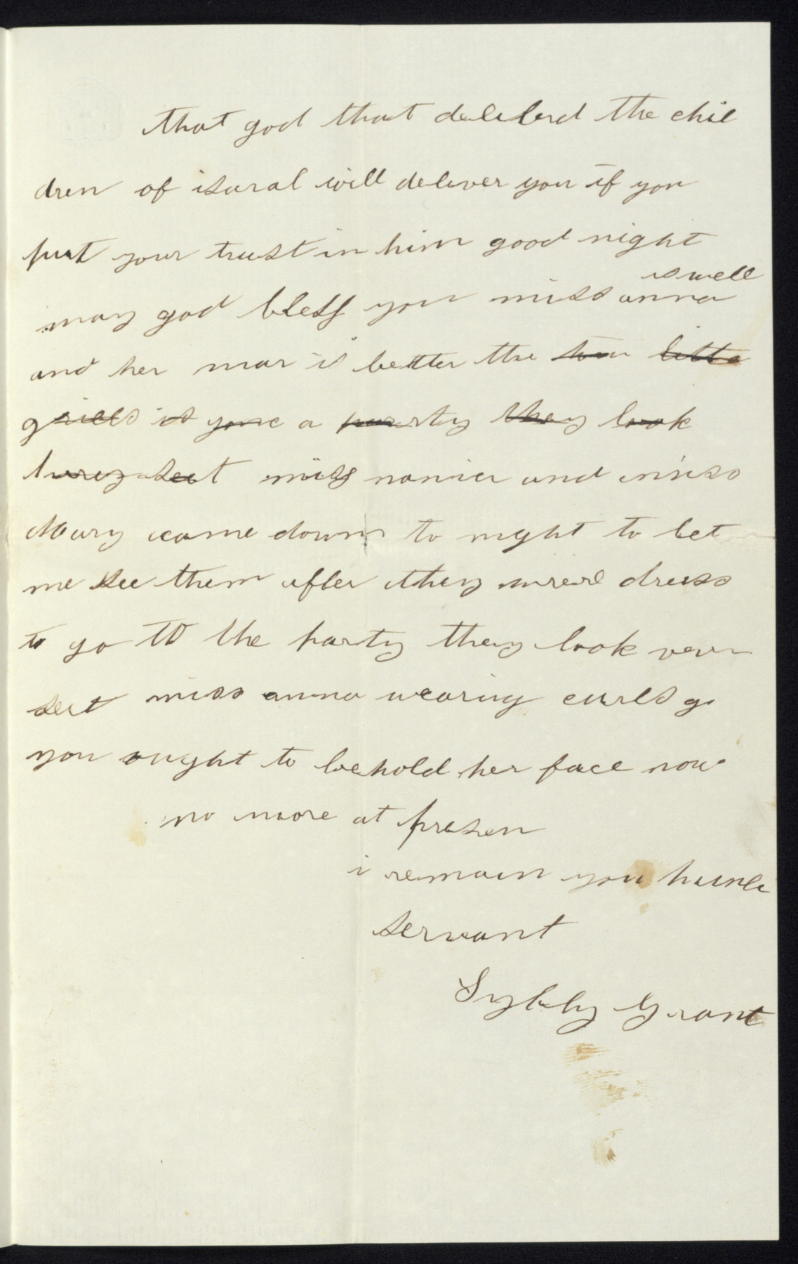 Image for Autograph Letter from Sybby Grant to Her Enslaver, John Hanson Thomas