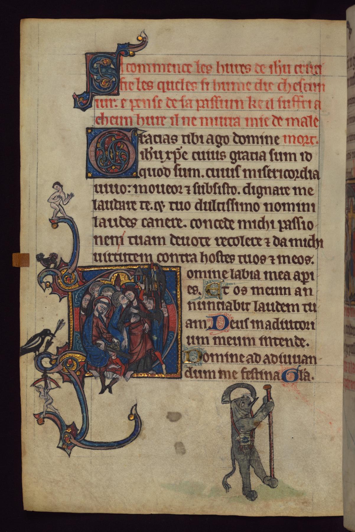 Image for Leaf from Book of Hours: Betrayal; Elephant as a Pilgrim from a Marginal Cycle of Images of the Funeral of Renard the Fox