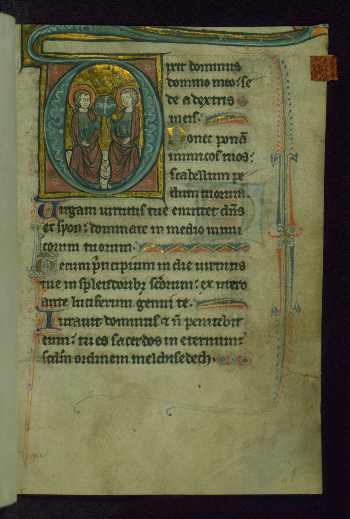 Image for Leaf from Psalter of Jernoul de Camphaing: Initial D with Trinity