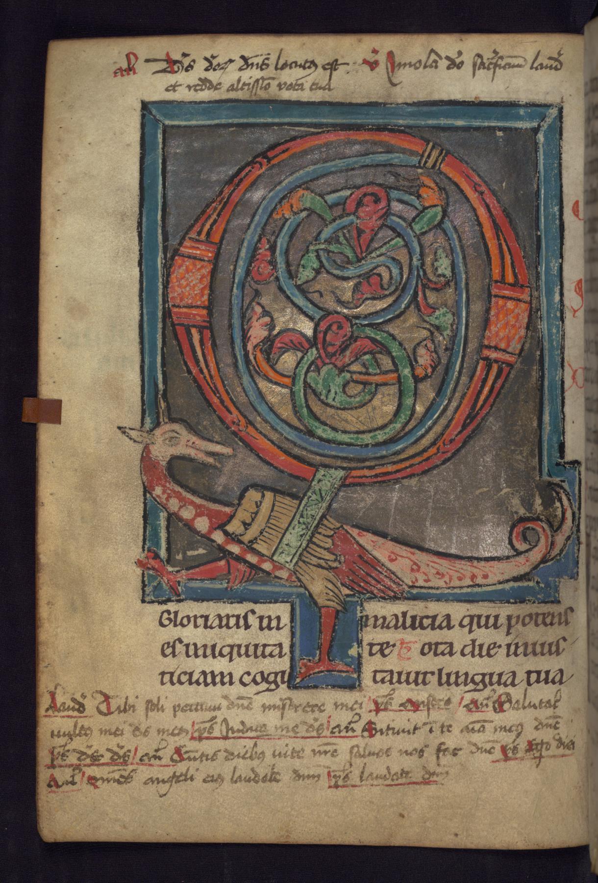 Image for Inhabited initial "Q" (Quid gloriaris) with winged dragon