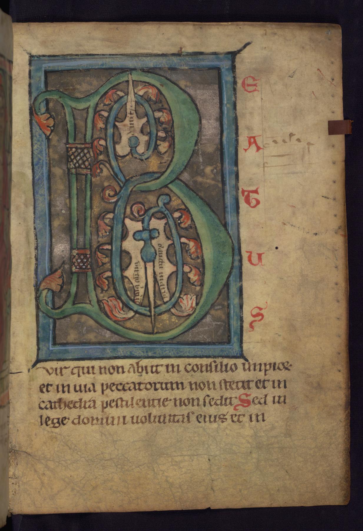 Image for Decorated initial "B" (Beatus vir)
