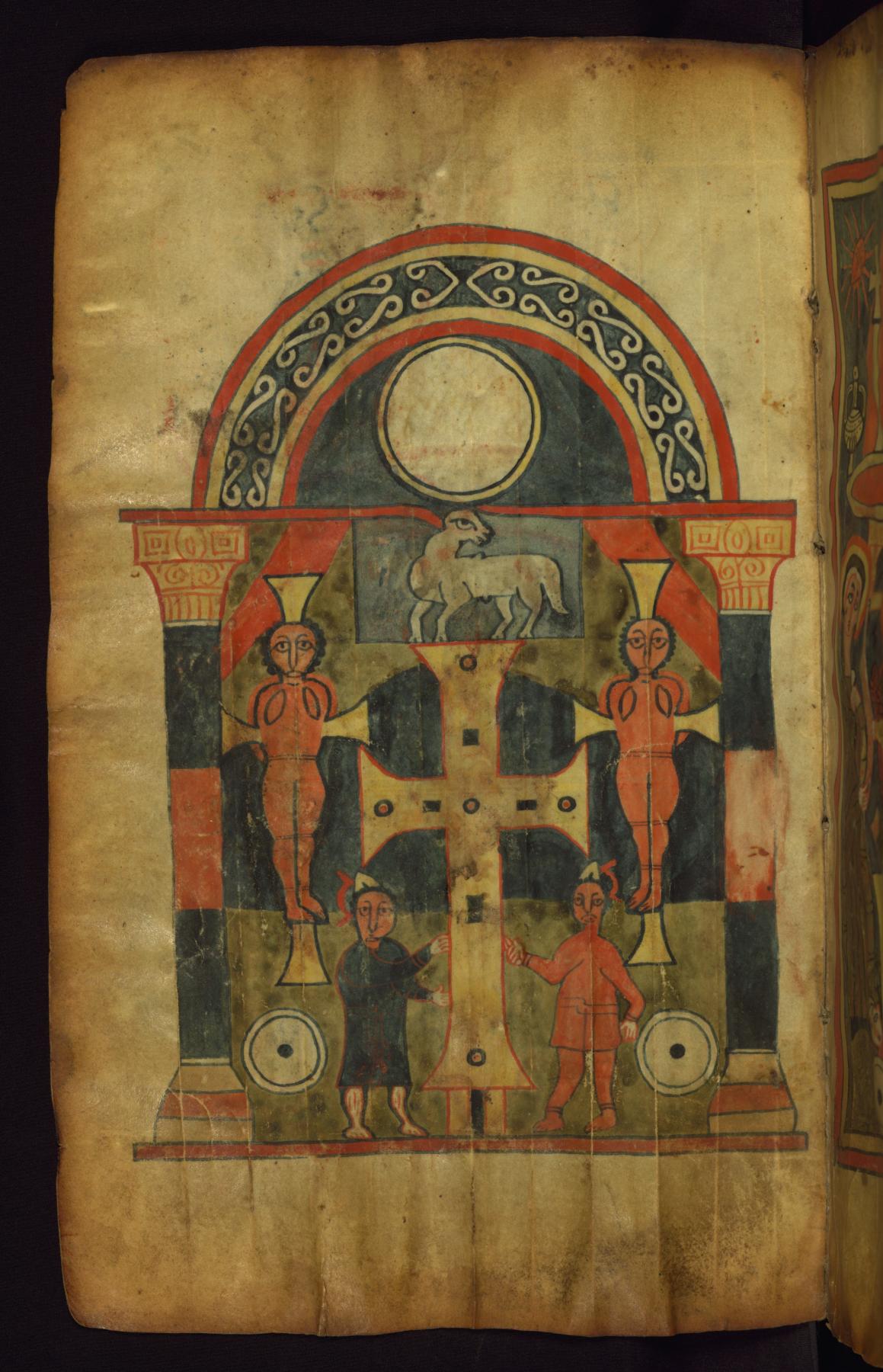 Image for Leaf from Ethiopian Gospels: the Crucifixion, with Christ Represented as Lamb on Top of the Cross