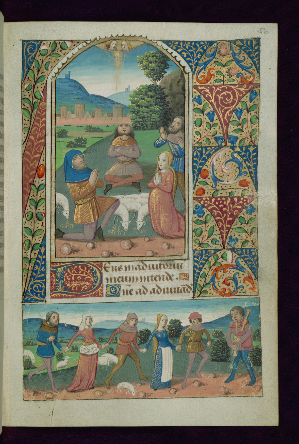 Image for Leaf from Book of Hours: Annunciation to Shepherds and Shepherdess
