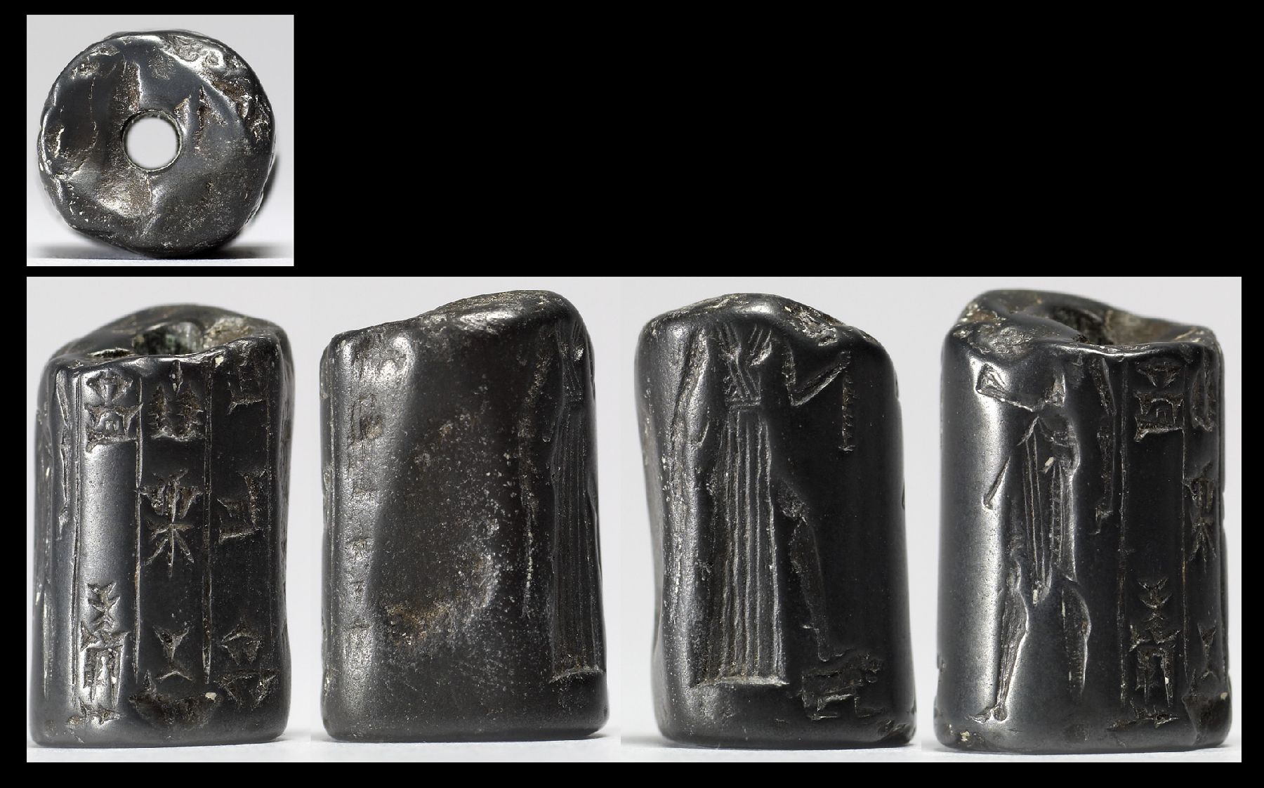 Image for Cylinder Seal Fragment with Standing Figures and an Inscription