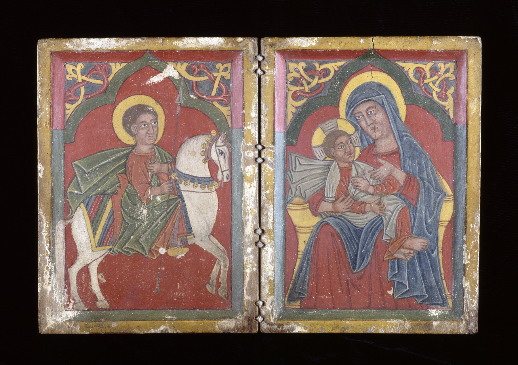 Image for Diptych Icon with Saint George, and Mary and the Infant Christ
