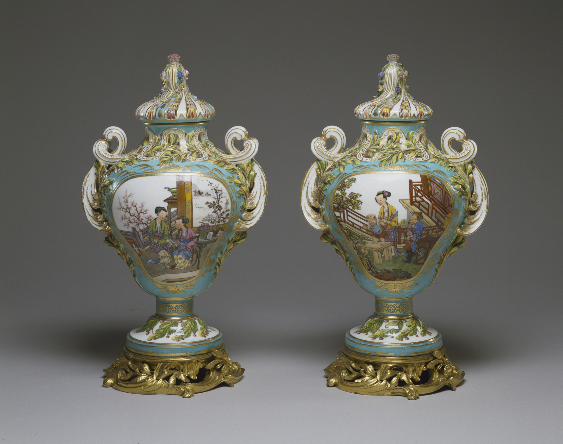 Image for Pair of Potpourri Vases (Vases pot pourri feuilles de mirte)
