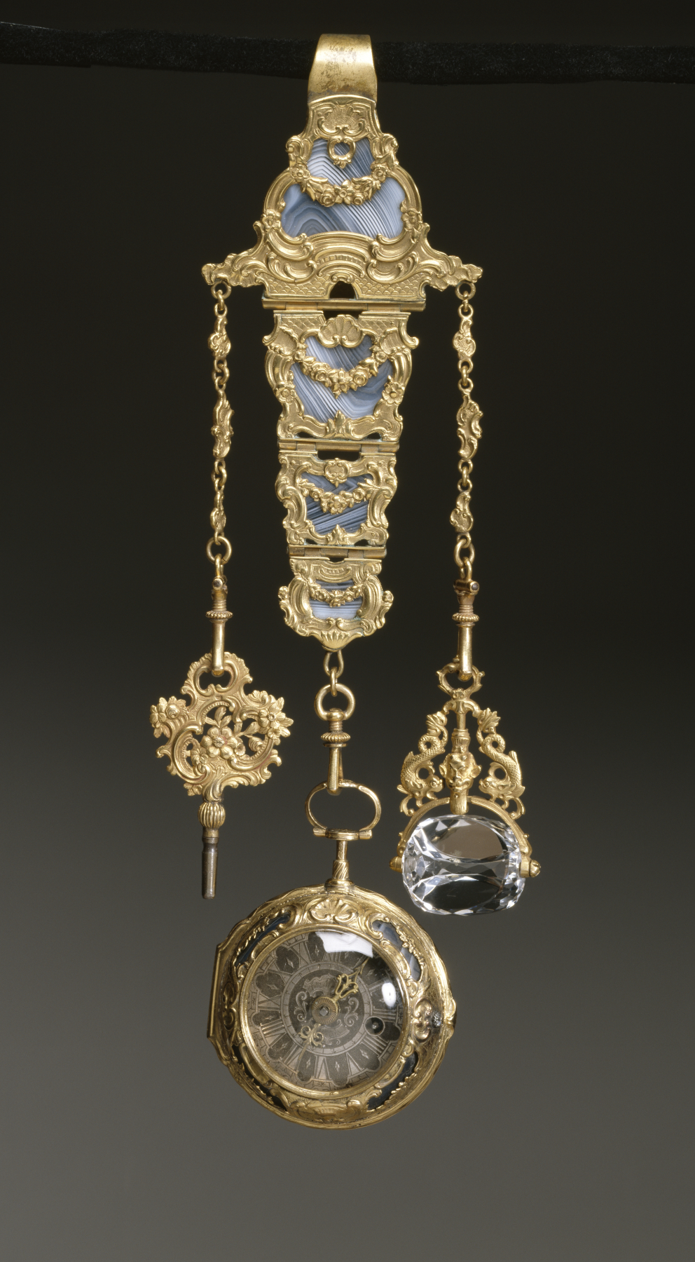 Chatelaine Watch In Gold Vermeil Enamel Art Dec... | Antikeo
