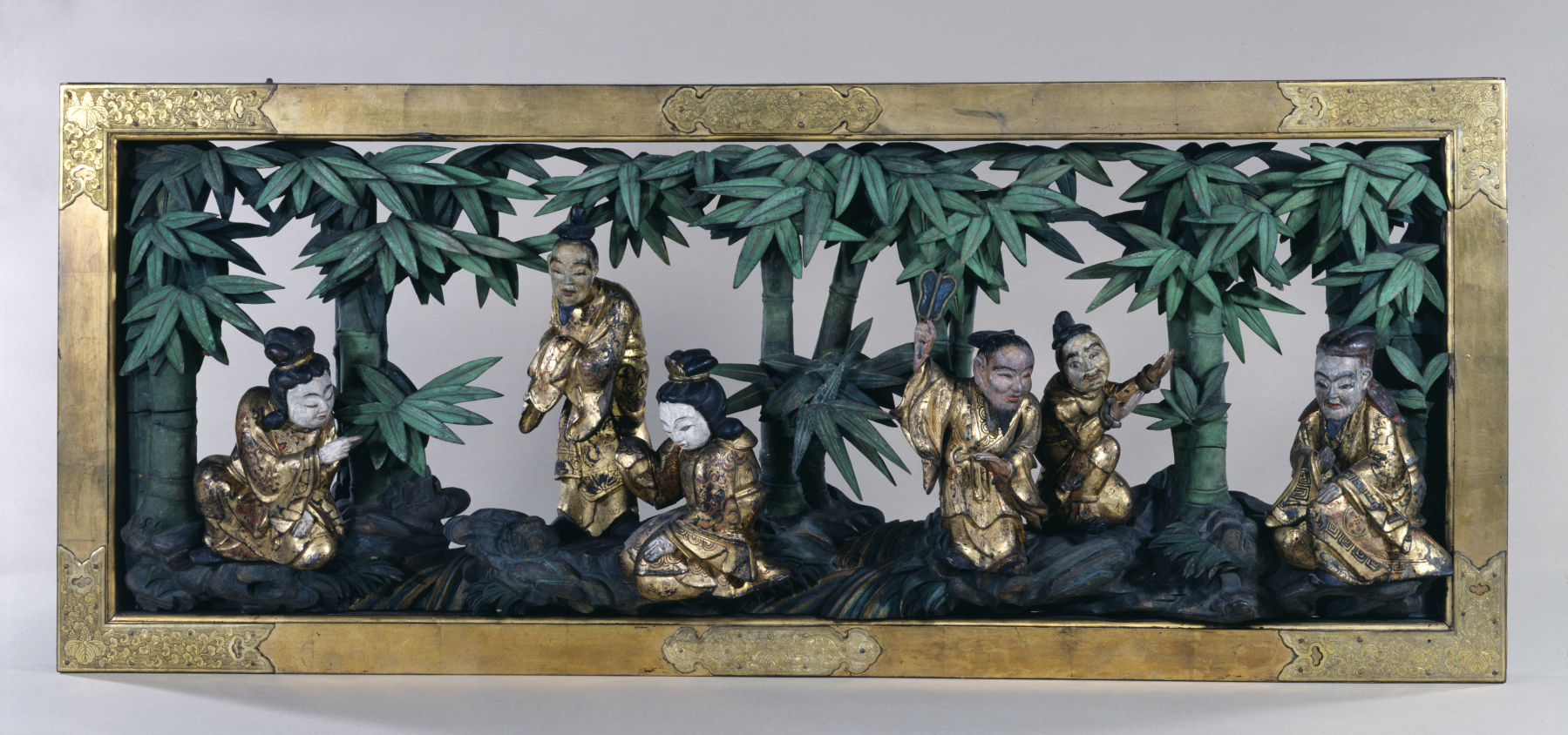 Image for Transom from a Temple Depicting Scholars in a Bamboo Grove