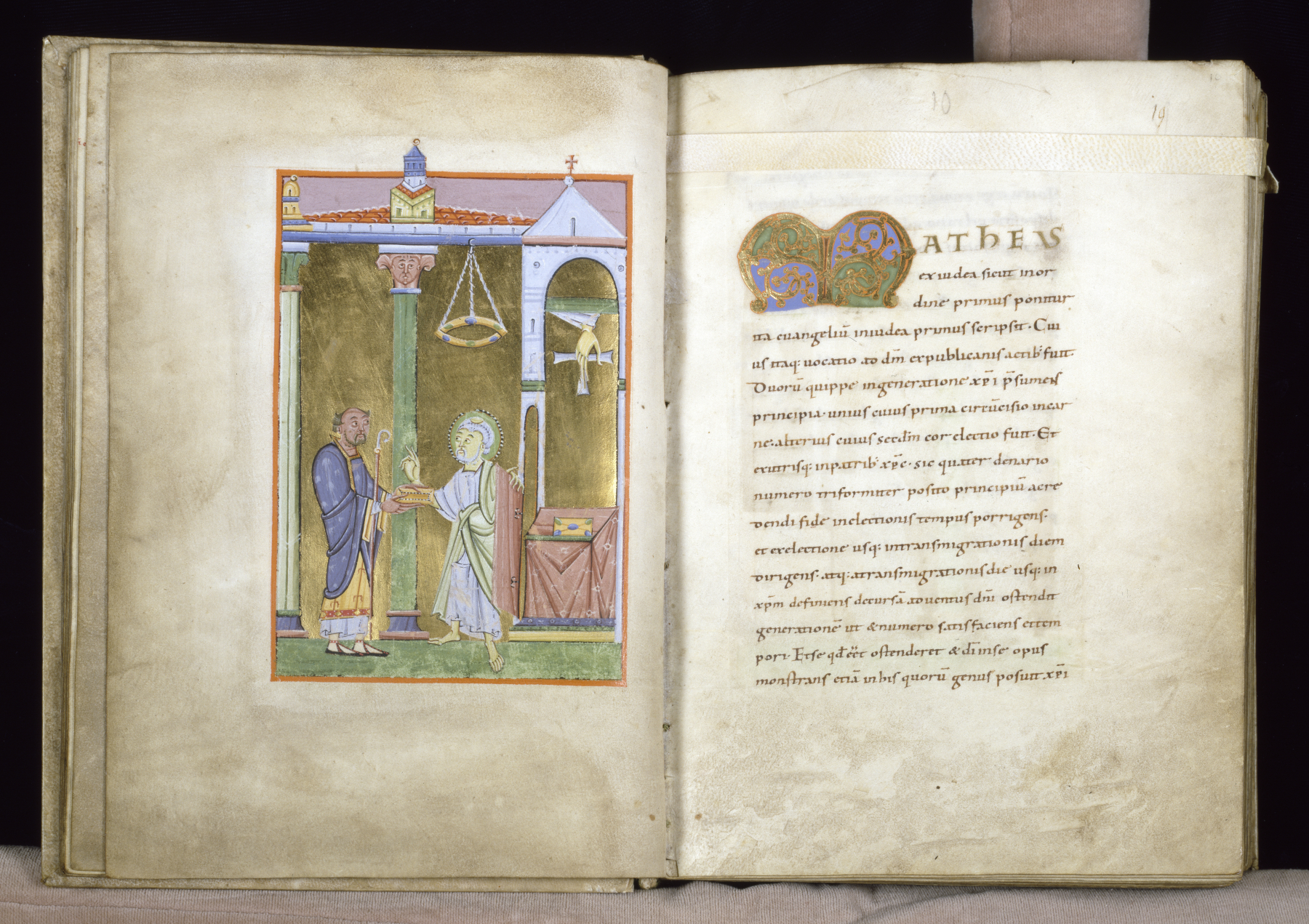Image for Leaf from the Reichenau Gospels: An Abbot Presents the Book to Saint Peter