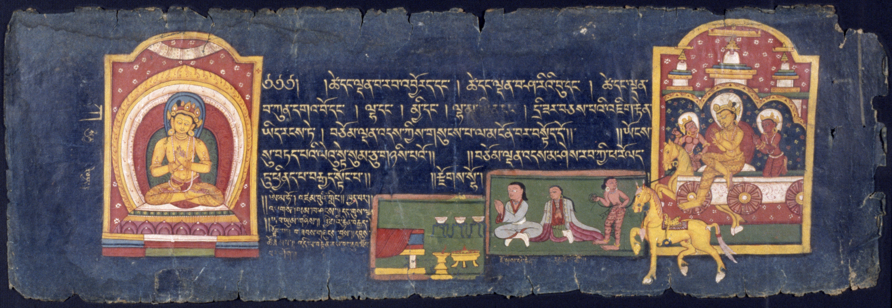 Image for Leaf from Prajnaparamita Manuscript: Manjushri and a Bodhisattva with Donors