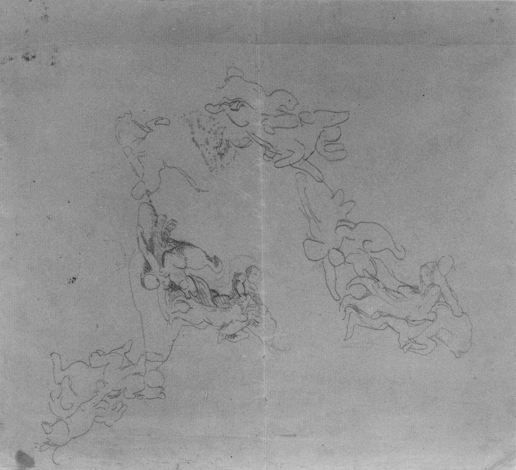 Image for Four Sketches of a Lion Attacking a Horseman