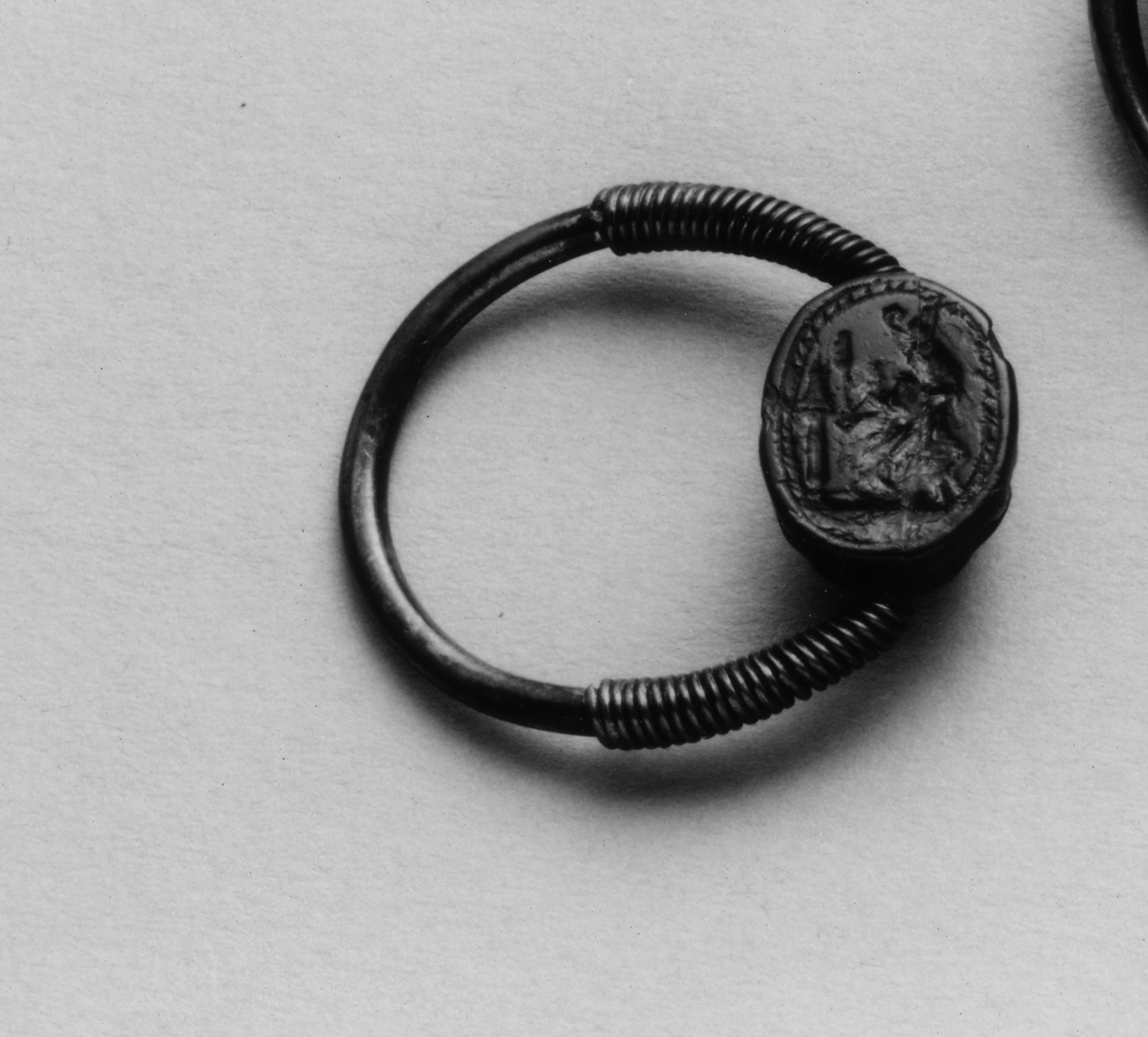 Image for Scaraboid Intaglio with a Seated Deity Set in a Swivel Ring