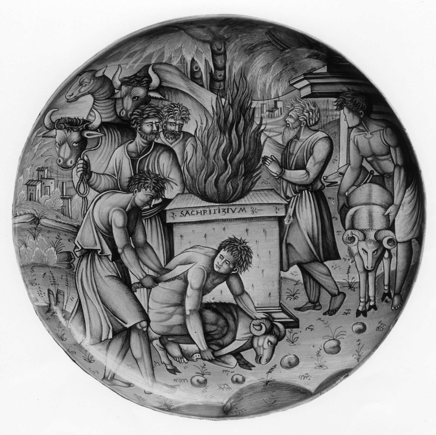 Image for Footed Dish with the Sacrifice of Noah