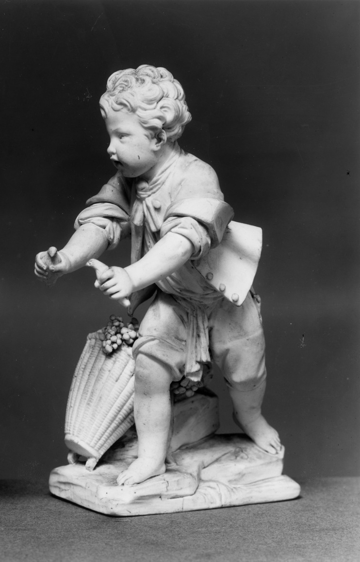 Image for Statuette with Boy with Birds and Basket of Grapes