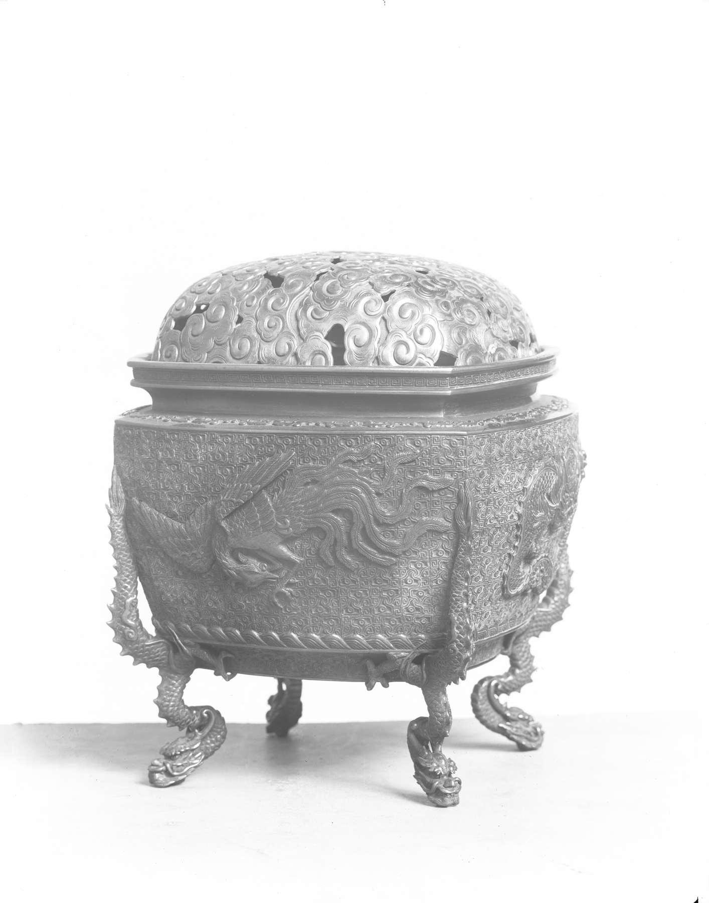 Image for Covered Incense Burner with Animals Representing the "Four Directions"