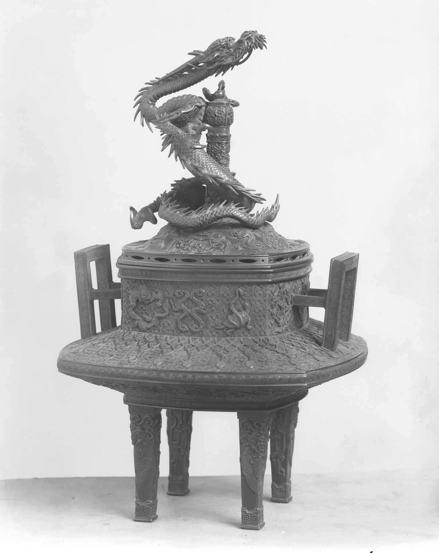 Image for Incense Burner with Four Mythical Animals and a Free-standing Dragon on the Cover