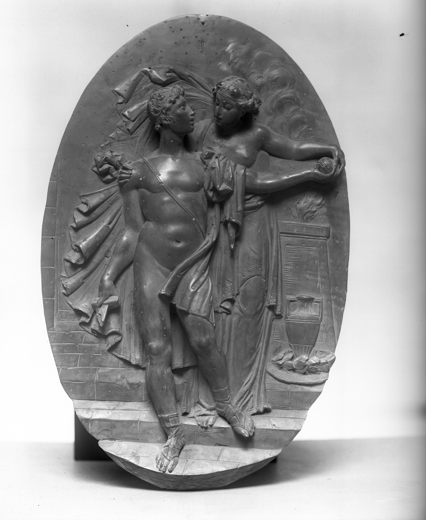 Image for Oval Relief depicting Theseus and Ariadne