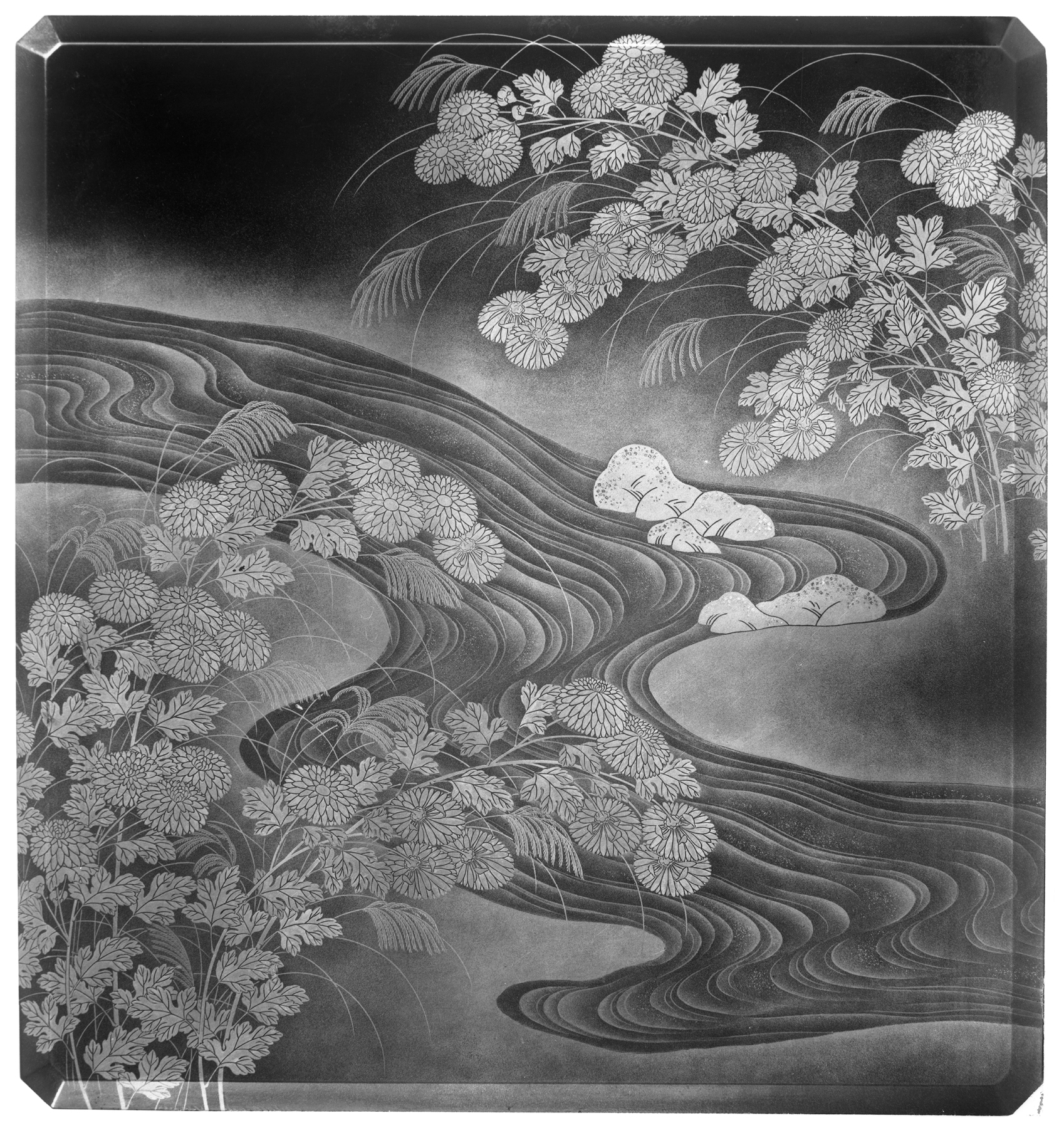 Image for Writing Box, Winding stream with chrysanthemums etc