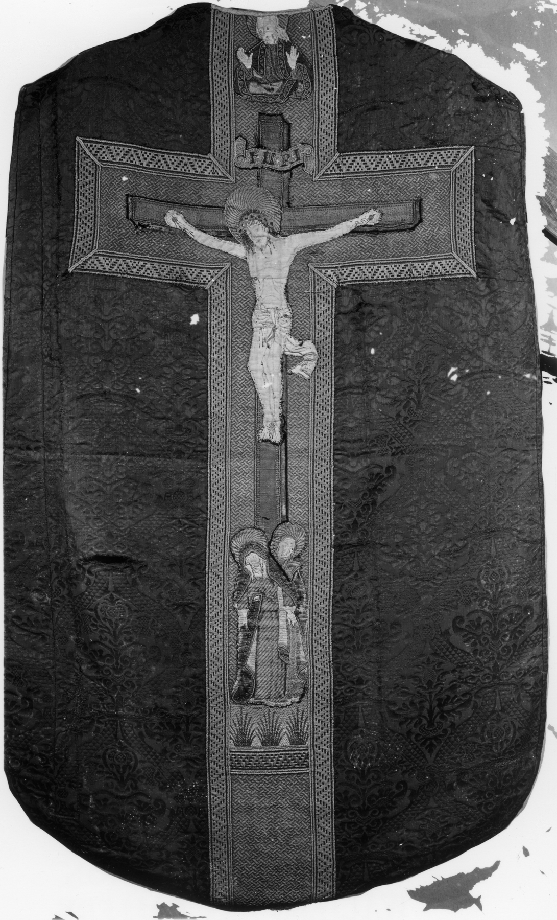 Image for Orphrey on chasuble; Crucifixion, St. John the Baptist