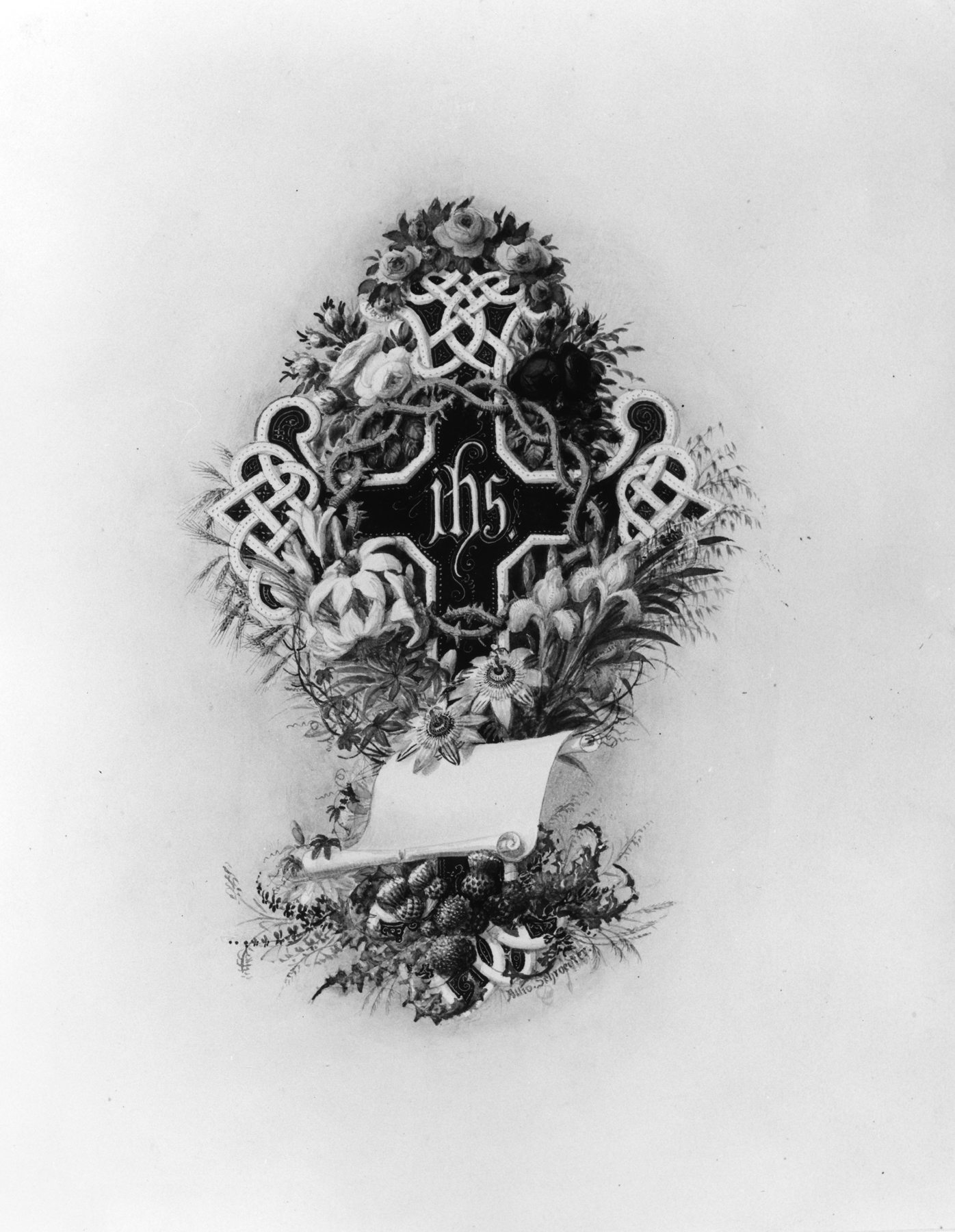 Image for Cross And Crown Of Thorns And Flowers