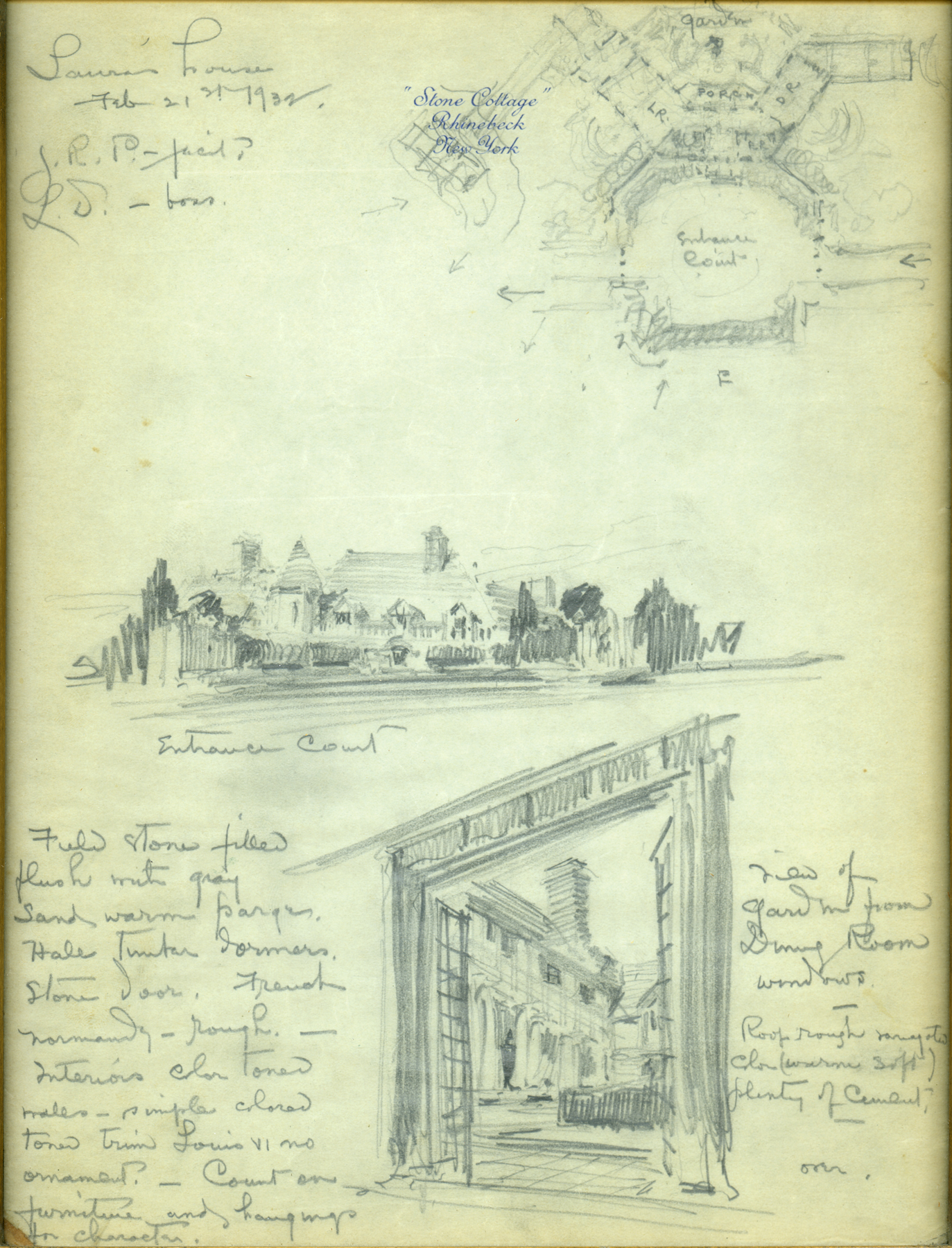 Image for Architect's Drawing for Laura Delano's House at Rhinebeck