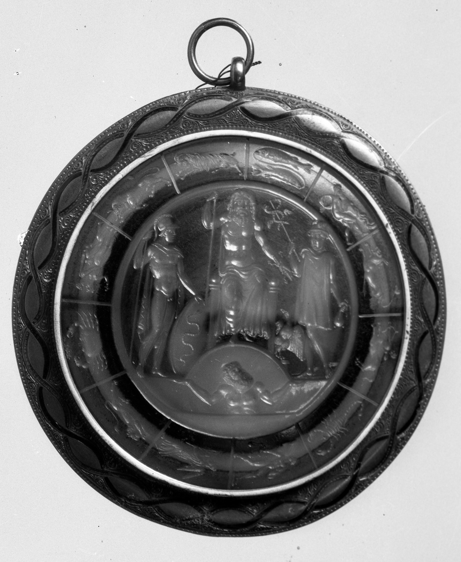Image for Intaglio with Jupiter, Mars, and Mercury Surrounded by the Zodiac Set in a Pendant