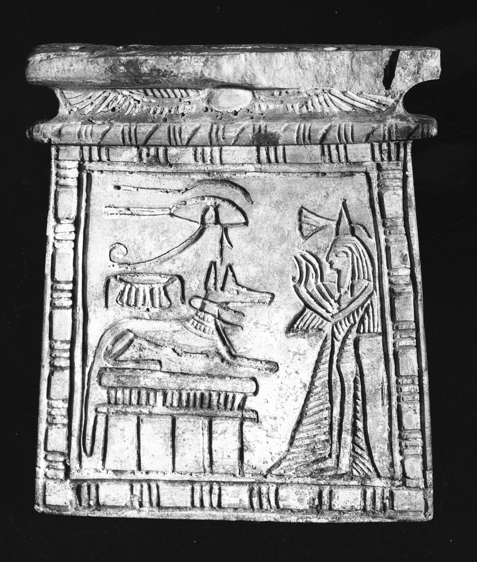 Image for Pectoral with Female Worshiper and Anubis on Shrine